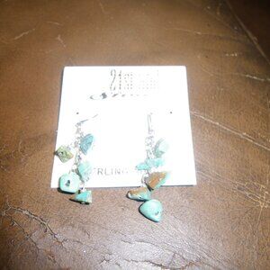 Women's Sterling Silver Dangling Earrings w/ Turquoise Stones